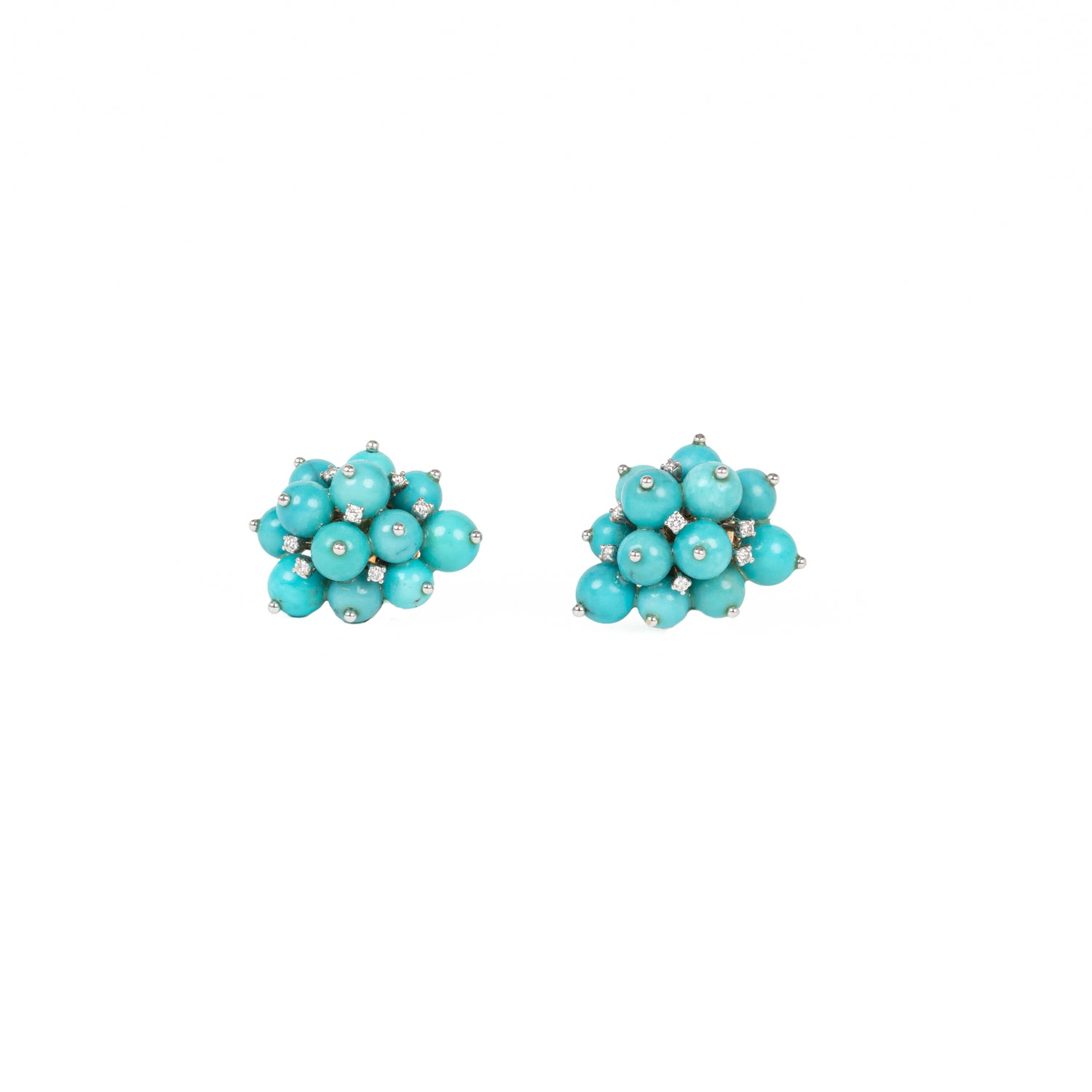 Turquoise Burst Earrings with Diamonds