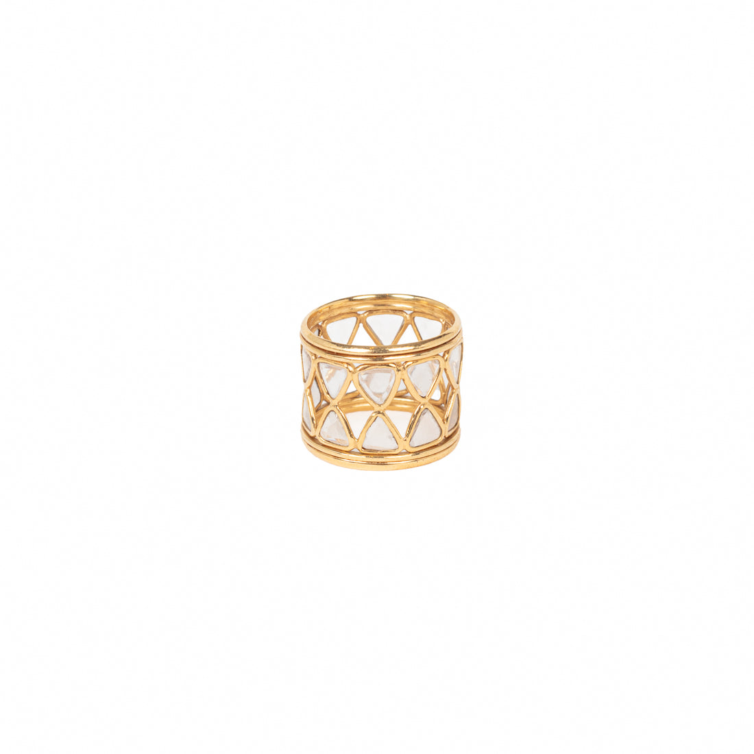 Polki Diamond Symmetry Amulet Ring