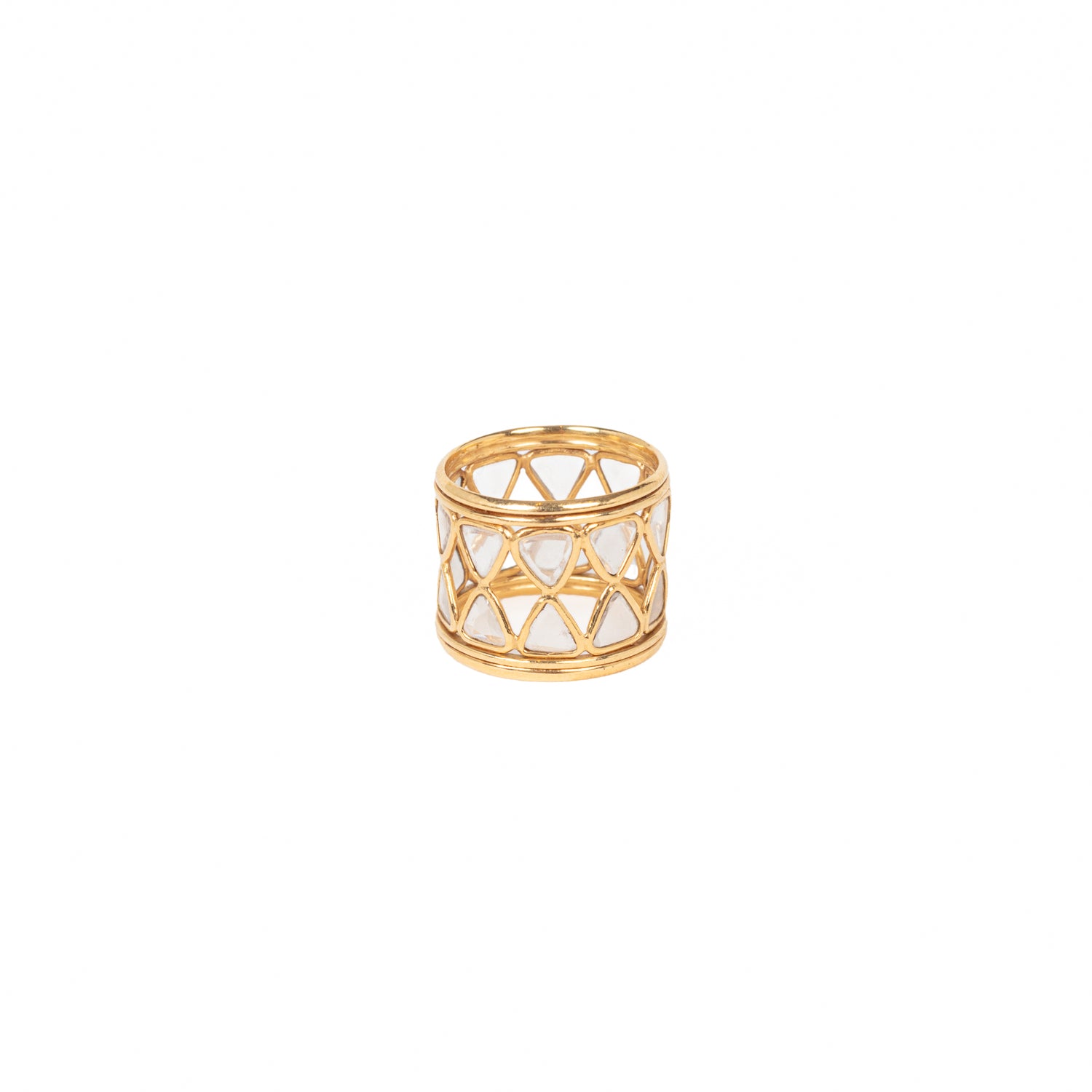 Polki Diamond Symmetry Amulet Ring