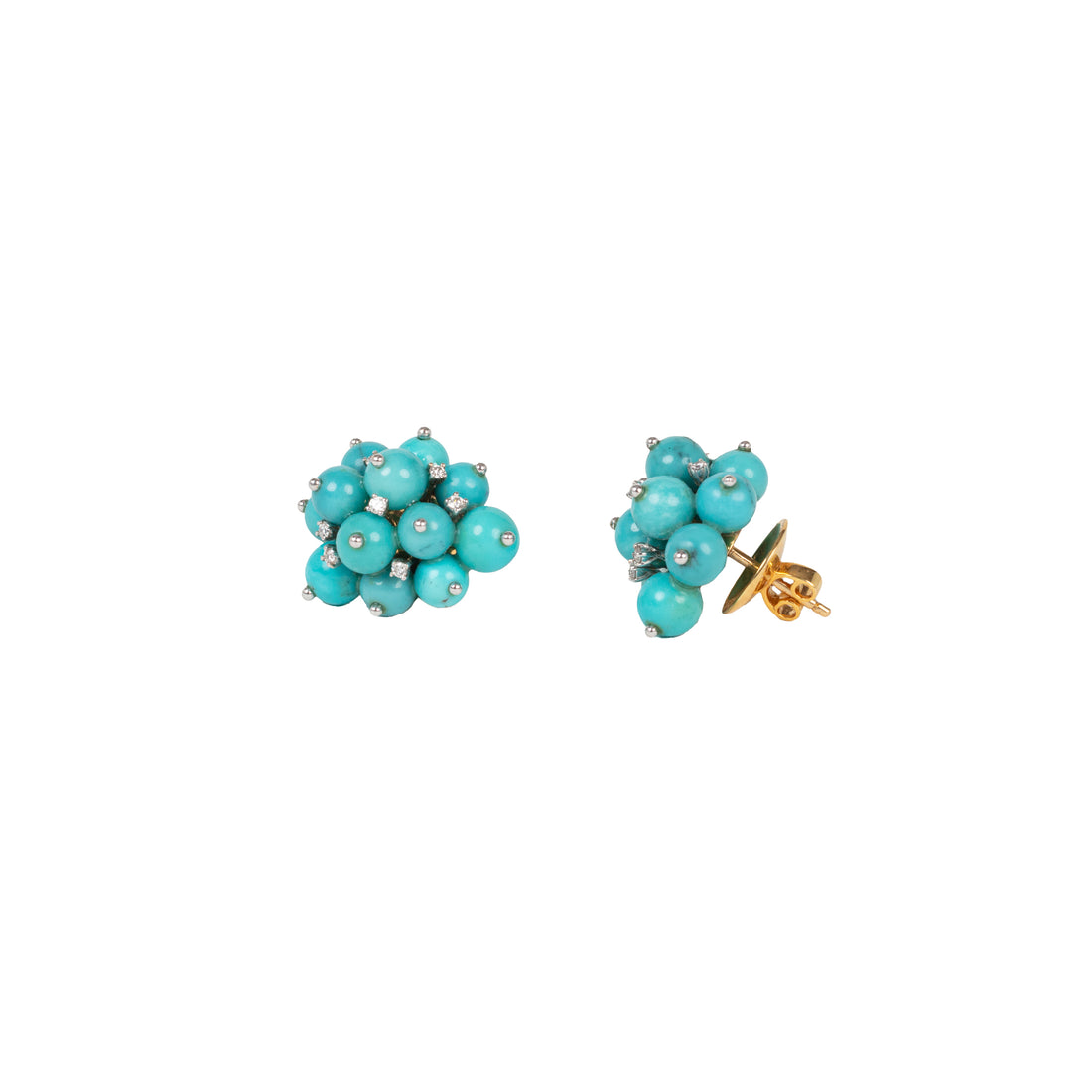 Turquoise Burst Earrings with Diamonds