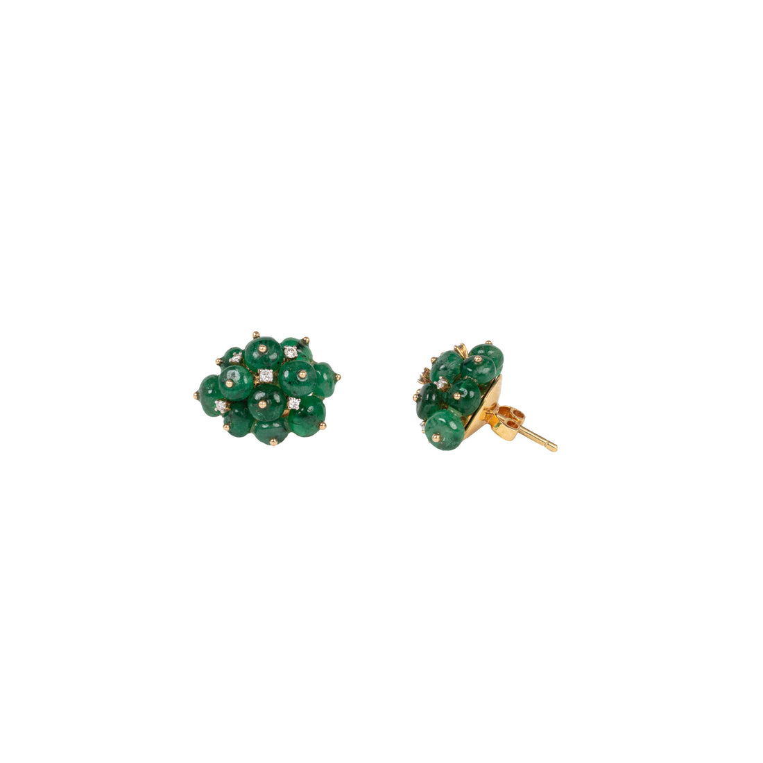 Emerald Burst Earrings with Diamonds