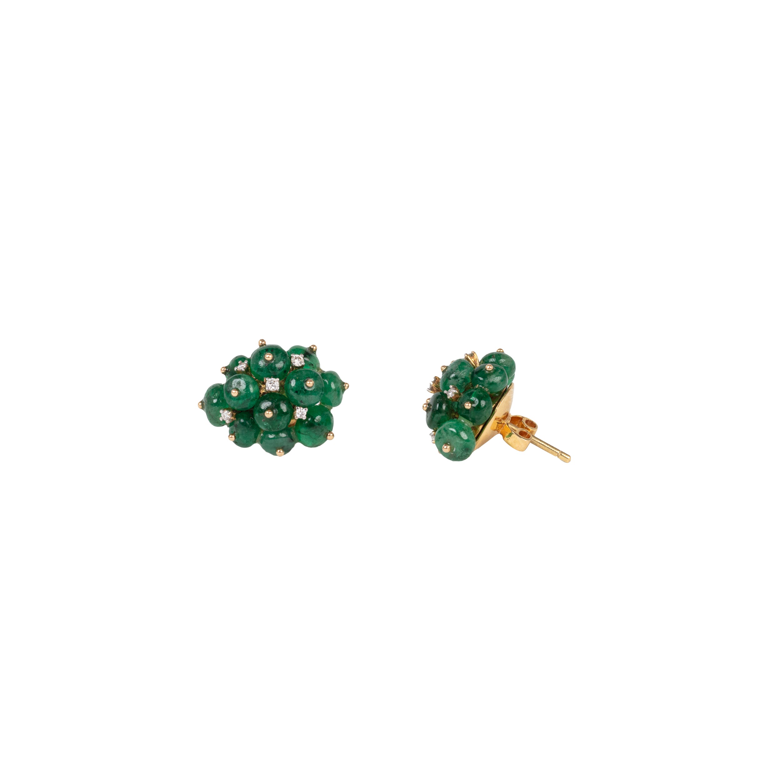 Emerald Burst Earrings with Diamonds