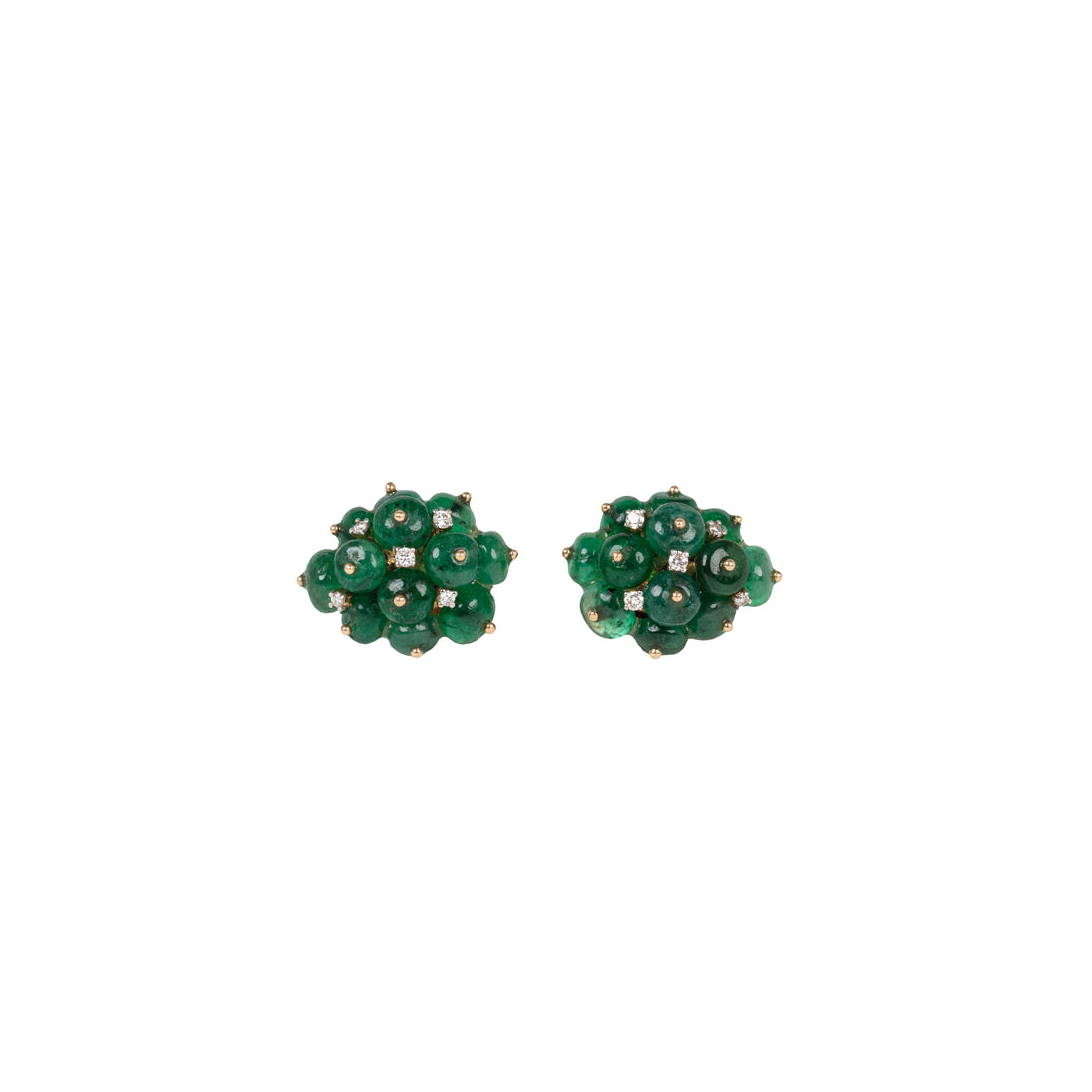 Emerald Burst Earrings with Diamonds