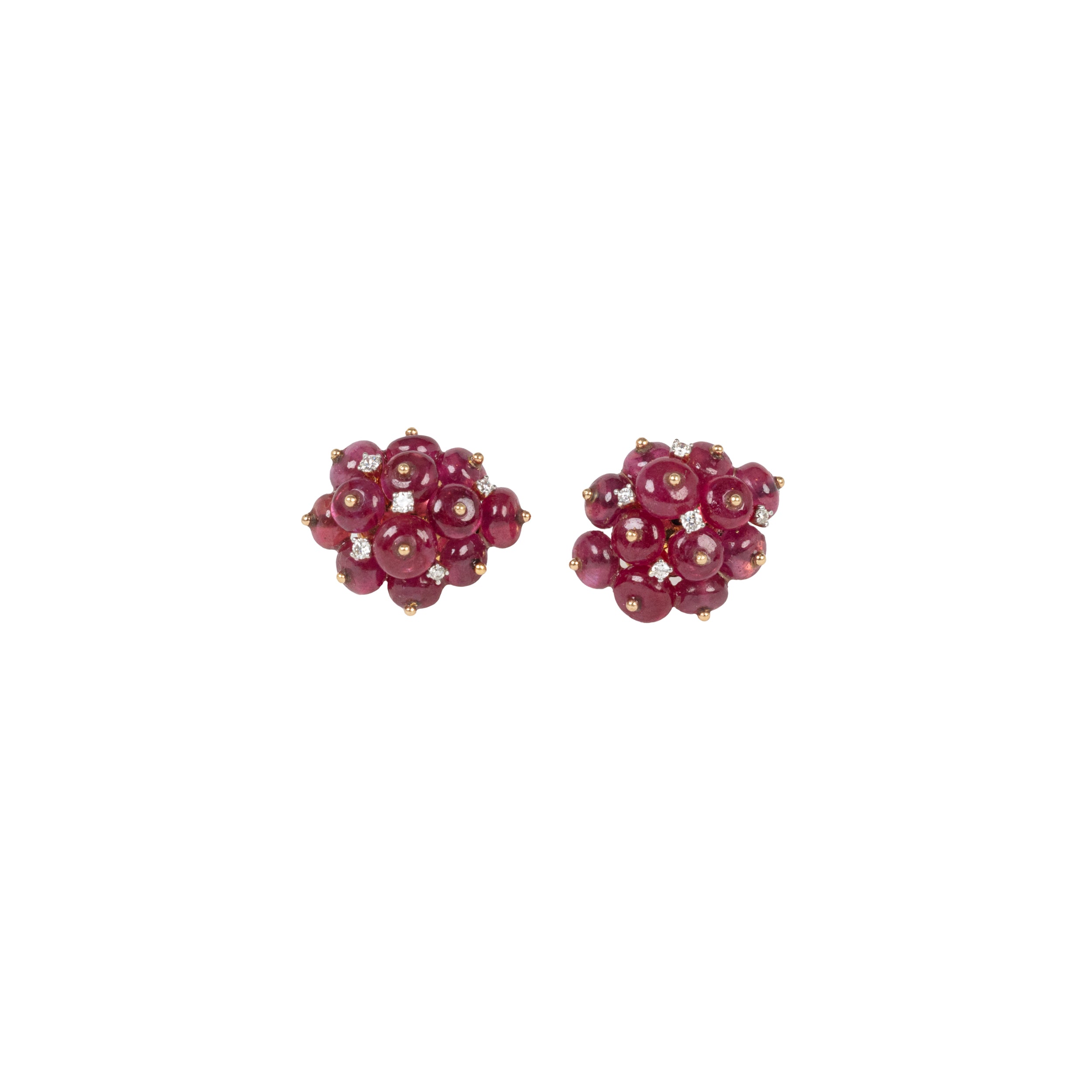 Ruby Burst Earrings with Diamonds