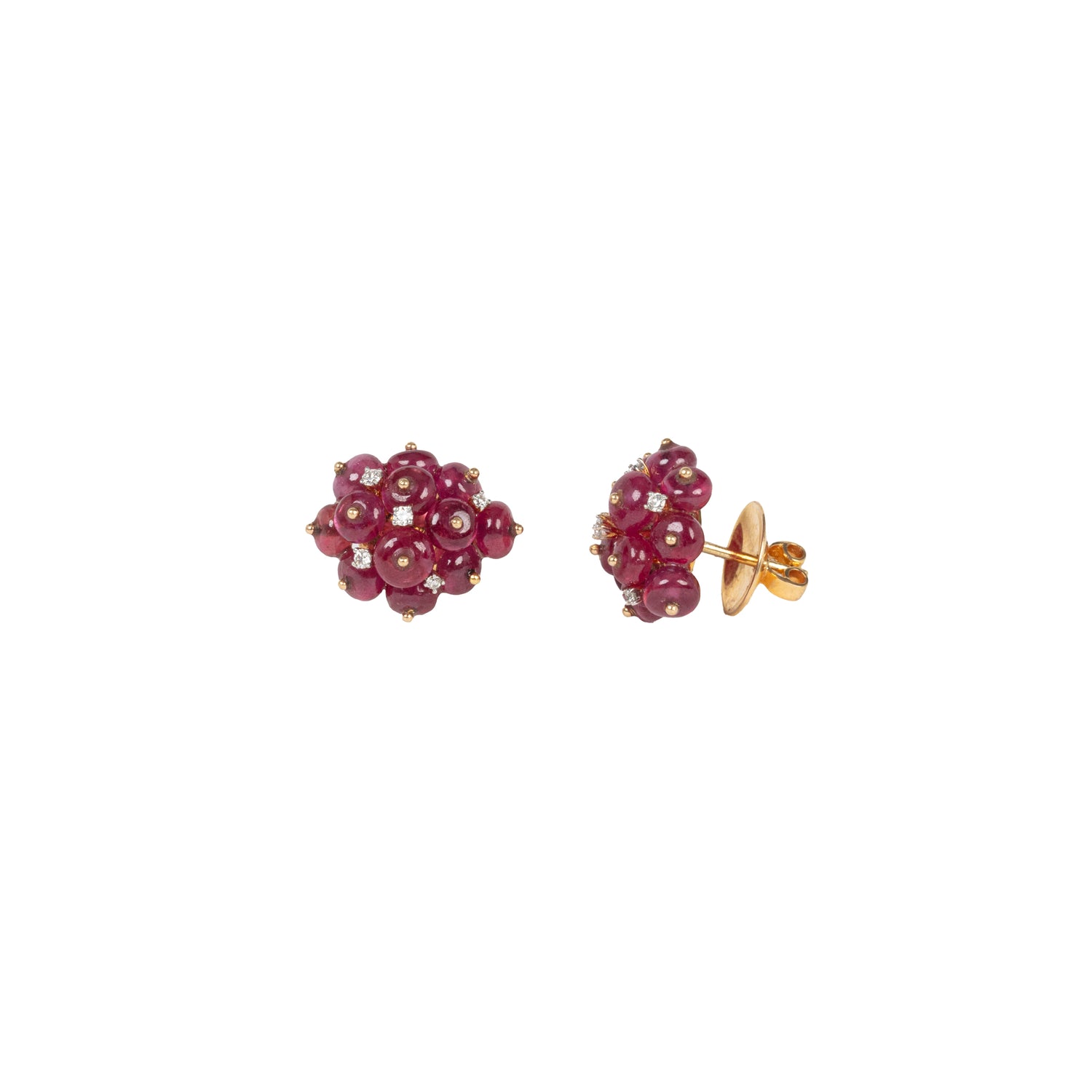 Ruby Burst Earrings with Diamonds