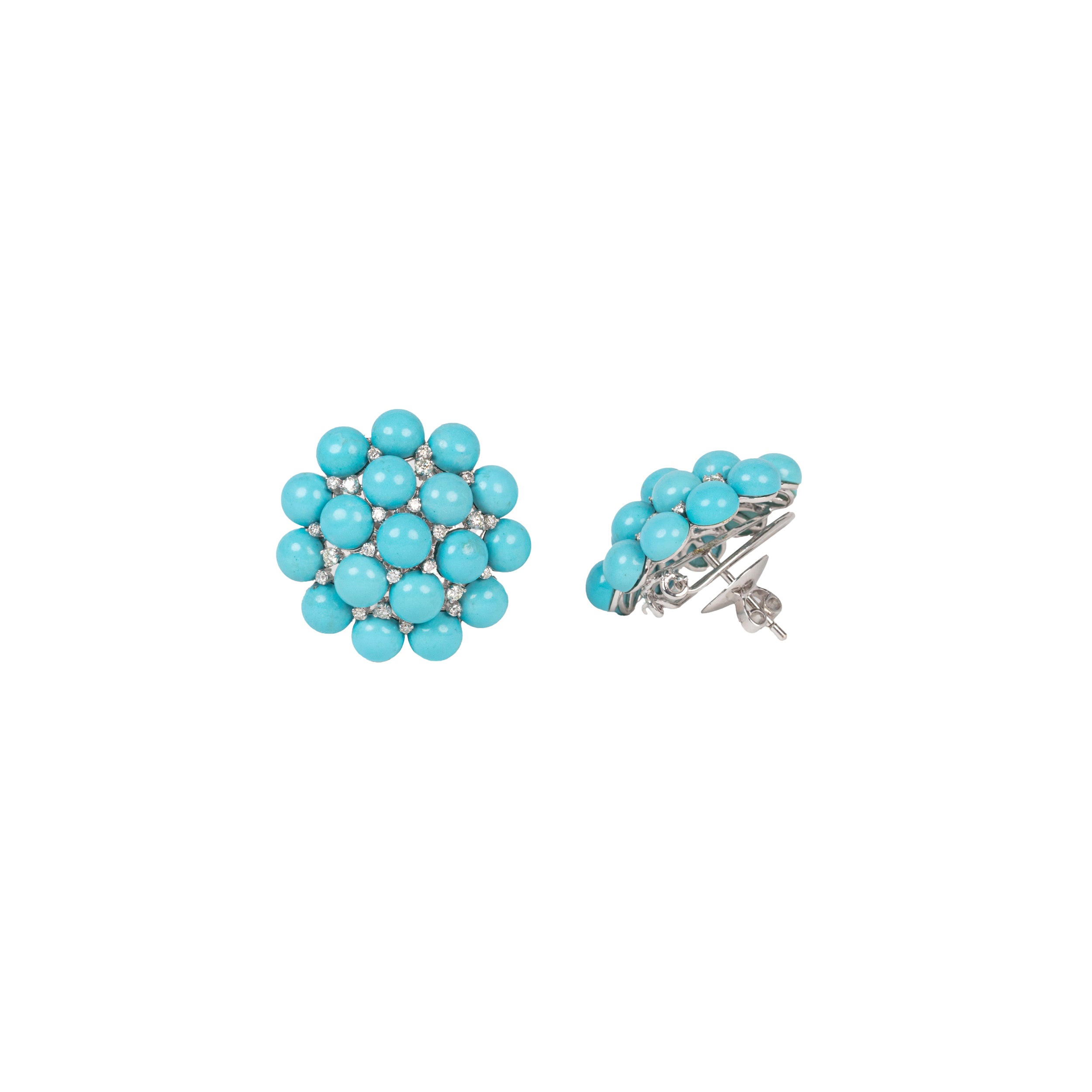 Blue Planet Turquoise Earrings with Diamonds