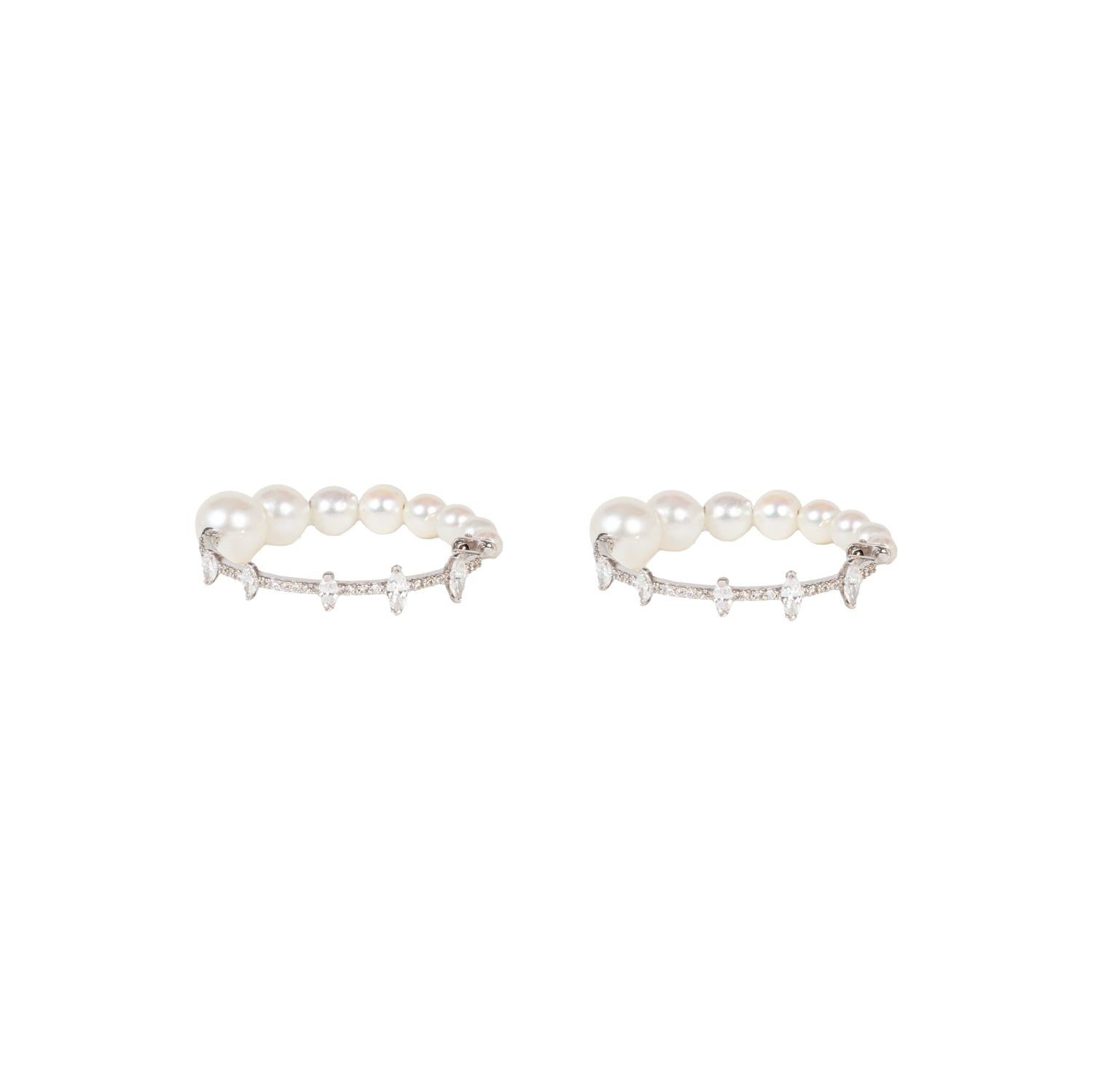 Pearl &amp; Diamond Hoops