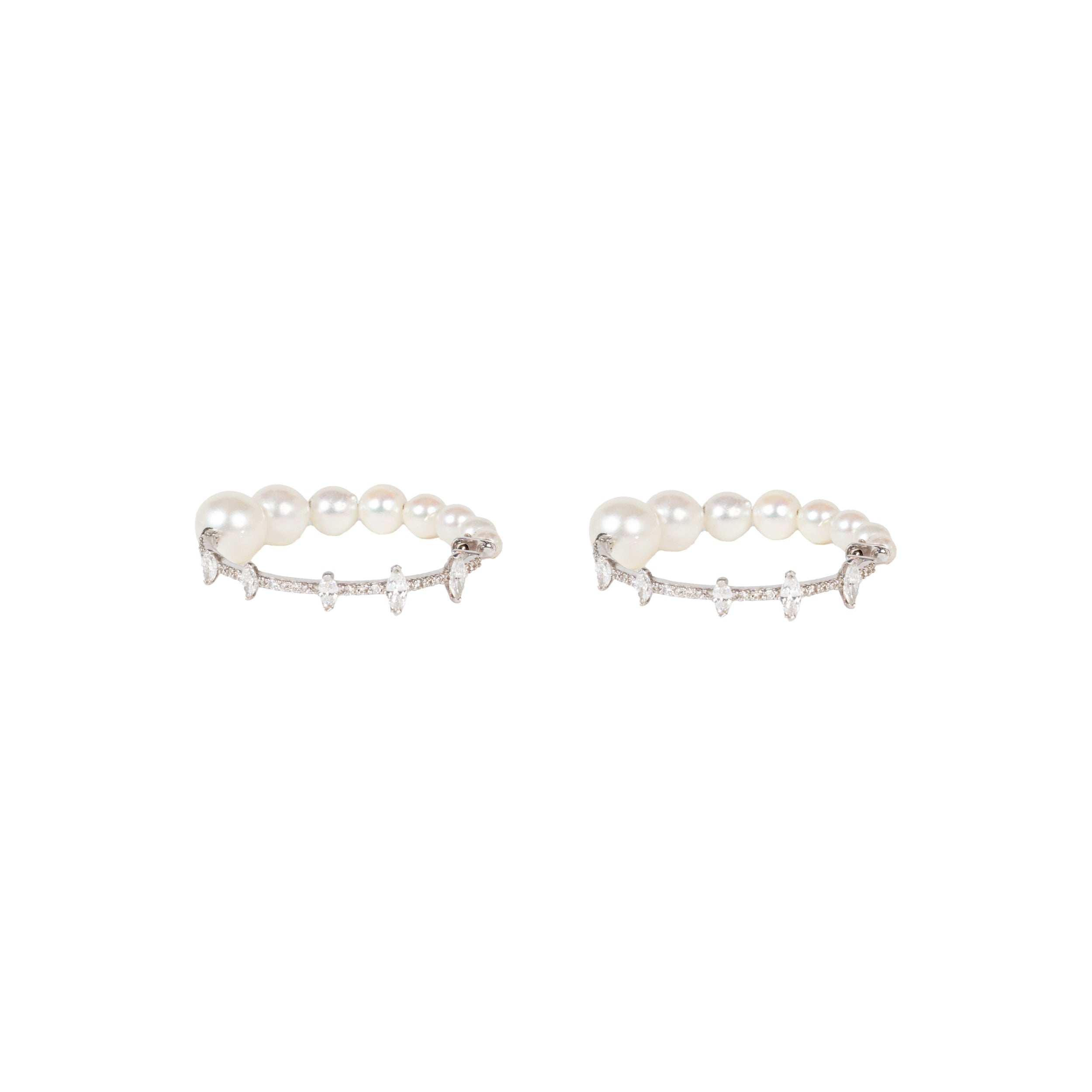 Pearl &amp; Diamond Hoops