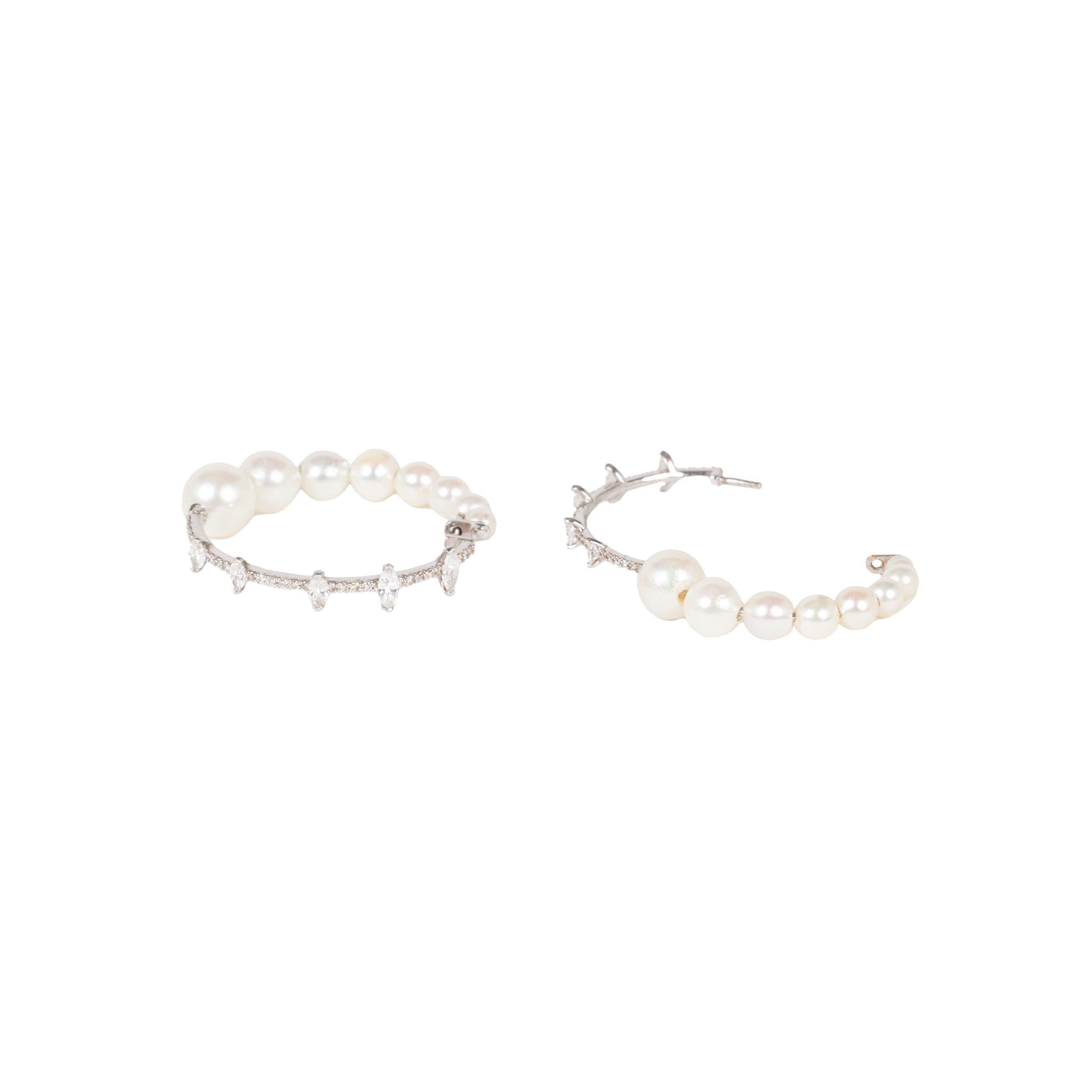 Pearl &amp; Diamond Hoops