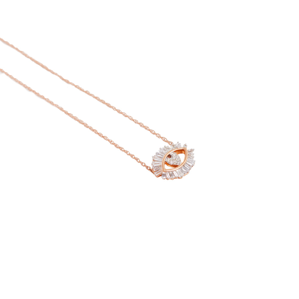 Lovely Eye Diamond Necklace in Rose Gold