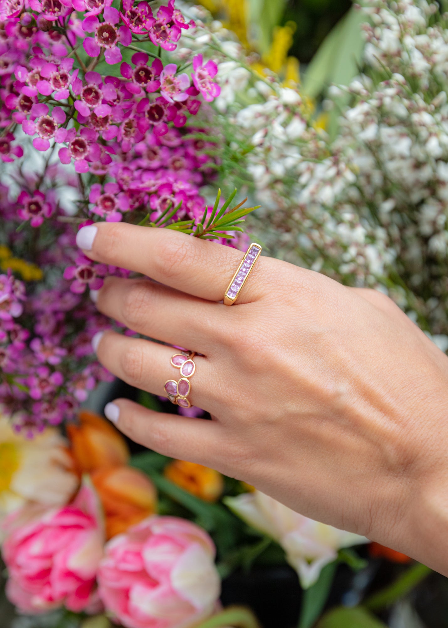 Sapphire &amp; Polki Diamond Mini Saint Ring