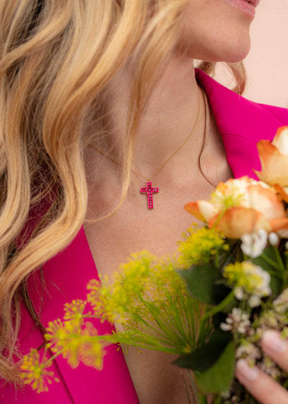 Ruby Cross Necklace