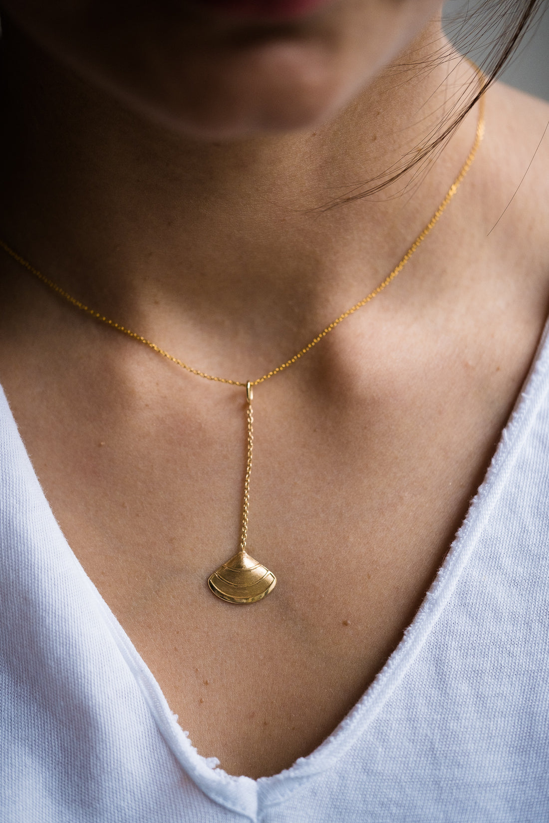 Gold Shell Clam Necklace