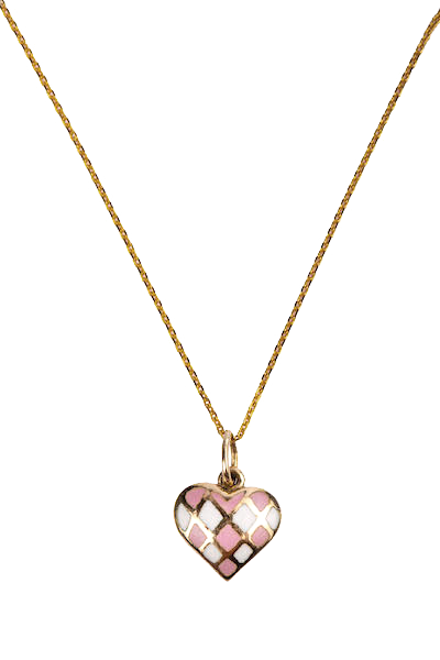 Enamel Harlequin Heart Charm Necklace