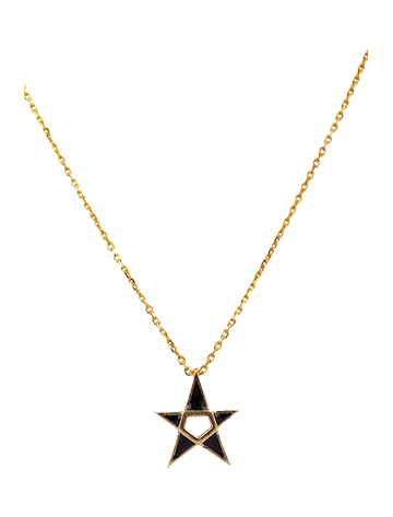 Black Enamel Born Again Star Necklace