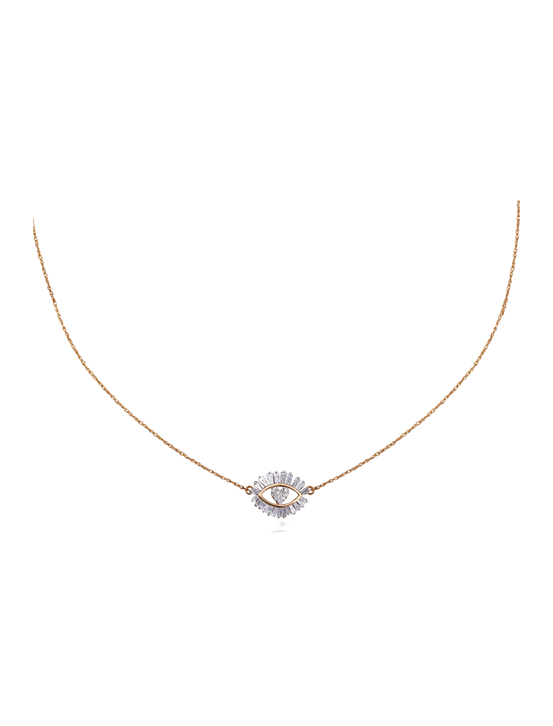 Lovely Eye Diamond Necklace in Rose Gold