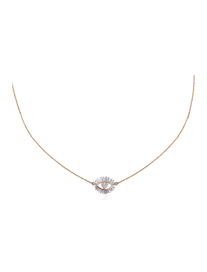 Lovely Eye Diamond Necklace in Rose Gold