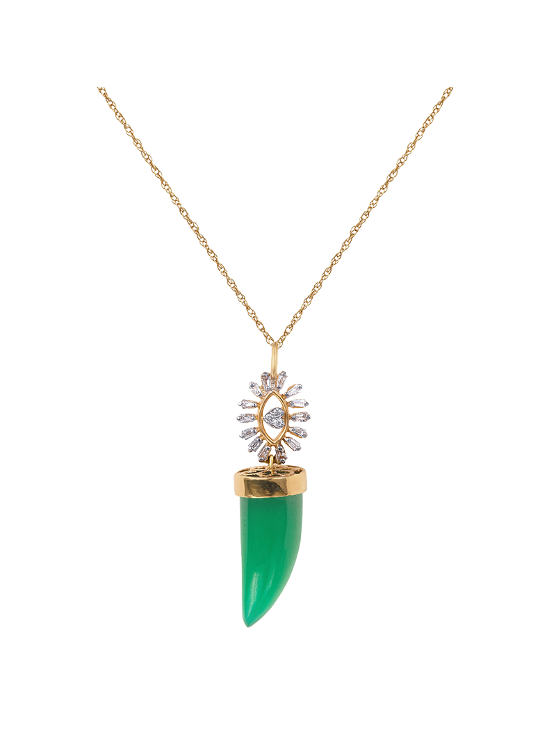 Diamond and Green Onyx Lovely Eye Necklace