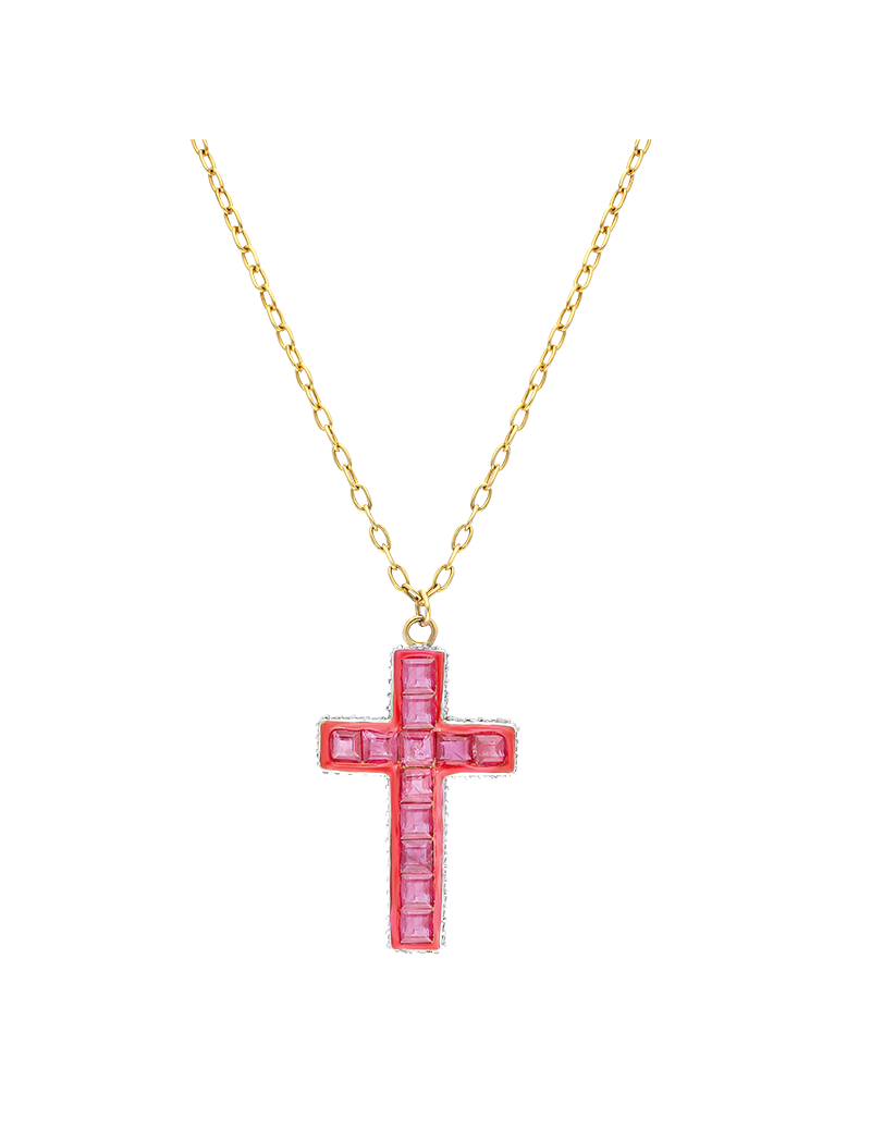 Ruby Cross Necklace