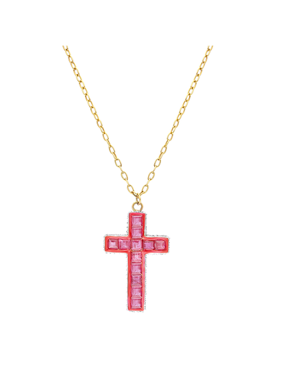 Ruby Cross Necklace