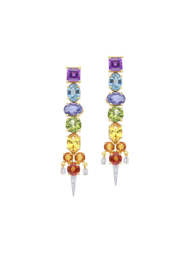 Colourful Stone Drop Earrings